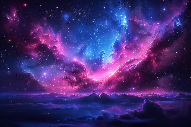 Amazing nebula galaxy background stars space background dark sky blue and purple colors cinemat