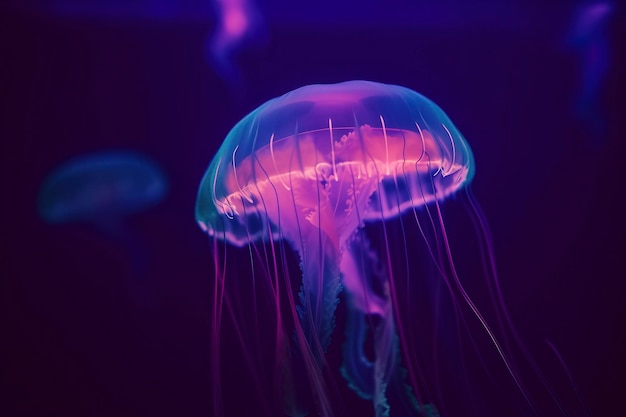 Amazing photography of a neon and fluorescent jellyfish