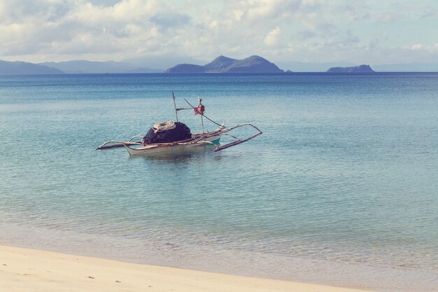 Amazing scenic view of sea bay and mountain islands, Palawan, Philippines