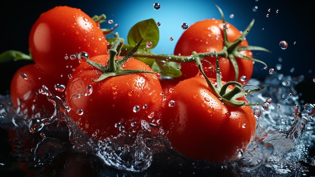 an amazing shot of tomato in mid air saturated red background