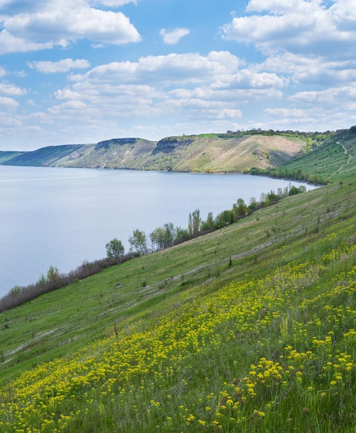 Amazing spring view on the Dnister River Canyon Chernivtsi region Ukraine