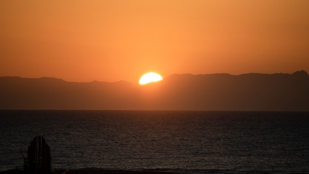 Amazing Sunrise at Sinai Mountain. Beautiful dawn in Egypt. Beautiful view from Africa continent.