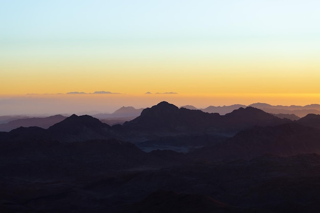 Amazing Sunrise at Sinai Mountain, Beautiful dawn in Egypt, Beautiful view from the mountain