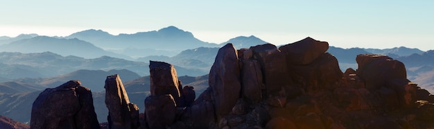 Amazing Sunrise at Sinai Mountain, Beautiful dawn in Egypt, Beautiful view from the mountain