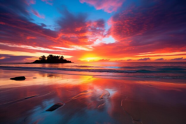 Amazing Sunset Over Beach Captured