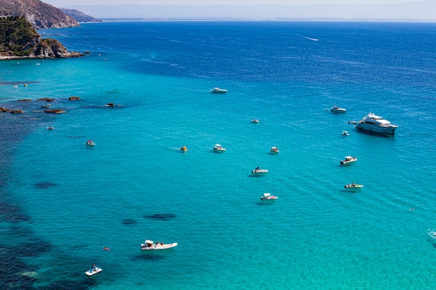 Amazing tropical panoramic view of the beach, Cape Capo Vaticano, Calabria, Southern Italy.