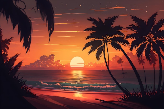 Amazing tropical sunset background