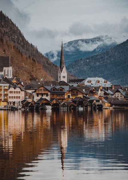 Photo an amazing view of hallstatt lake austria