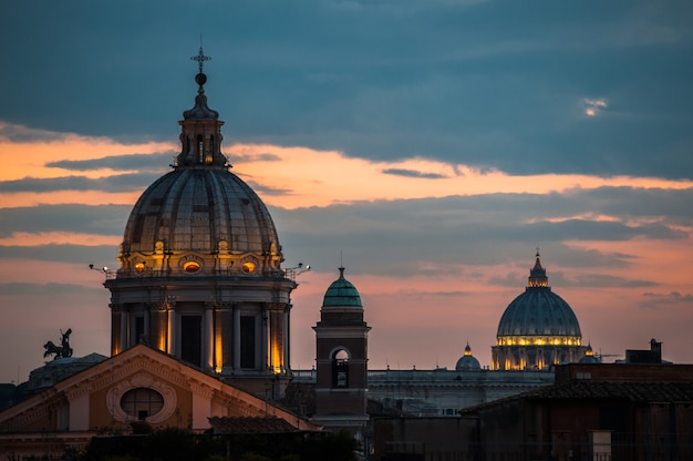 Amazing view of night Rome at summer