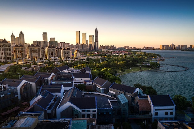 Amazing view to Suzhou City Center at sunset