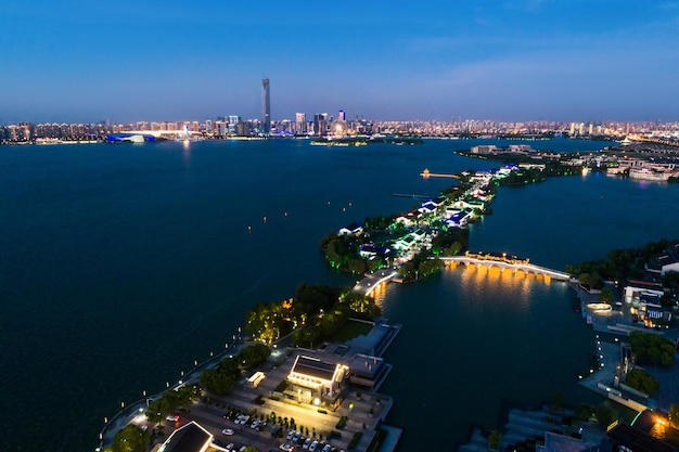 Amazing view to Suzhou City Center at sunset