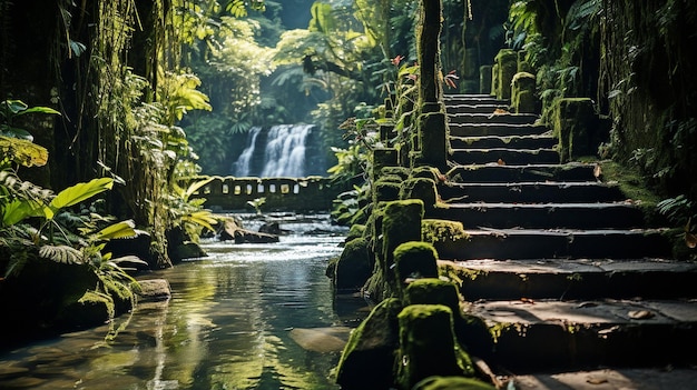 Amazing waterfall in Bali Indonesia close to Ubud Secret waterfall in the Bali forest