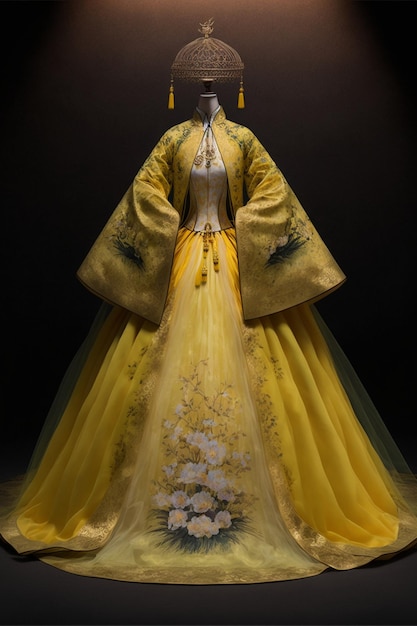 The amazing yellow Chinese wedding dress generative ai