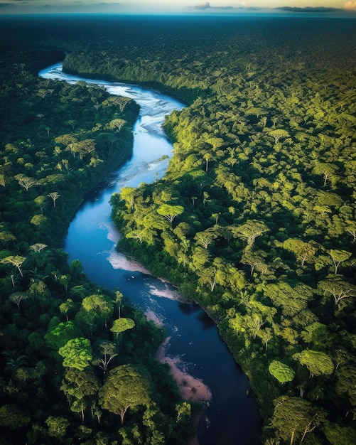 The Amazon's jungle landscape from above Generative AI