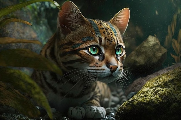 Amazonia cat illustration generative ai