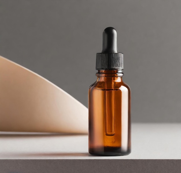 amber dropper bottle for cosmetic and branding mockup