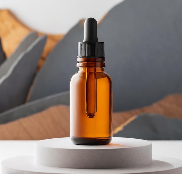 amber dropper bottle for cosmetic and branding mockup