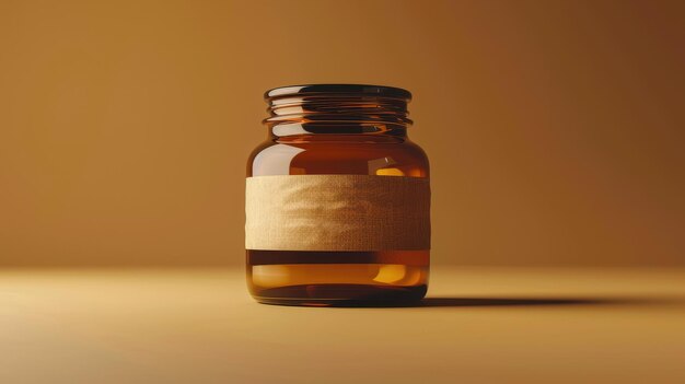 Photo amber jar with minimalist label packaging design label logo