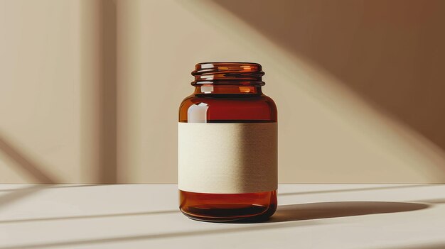 Photo amber jar with minimalist label packaging design label logo