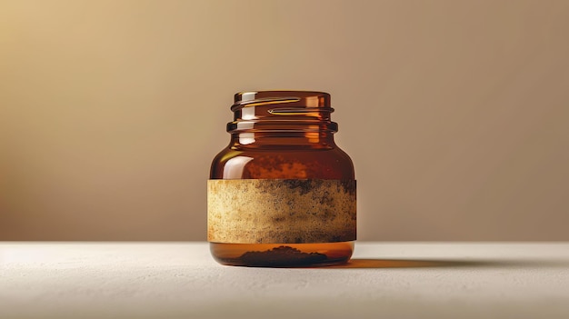 Photo amber jar with rustic interior packaging design label logo