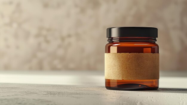 Photo amber jar with rustic interior packaging design label logo