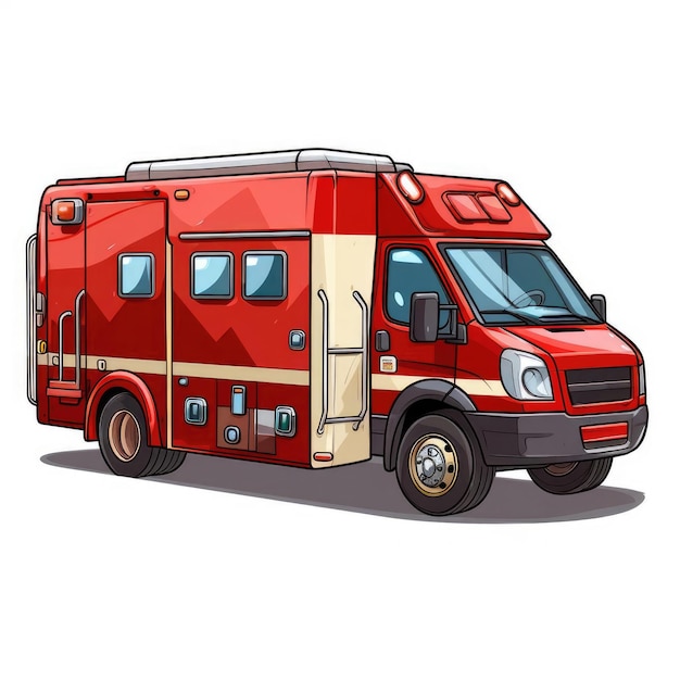 Ambulance clip art cartoon illustration isolated white background