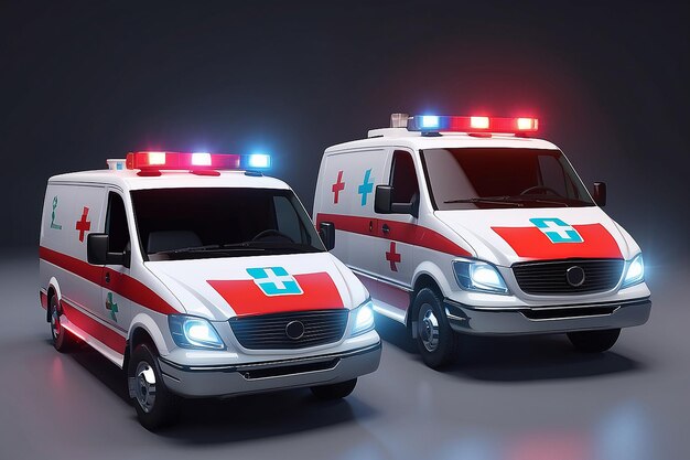 Ambulance siren lights for monitoring and warning of emergency situations 3D vector illustration