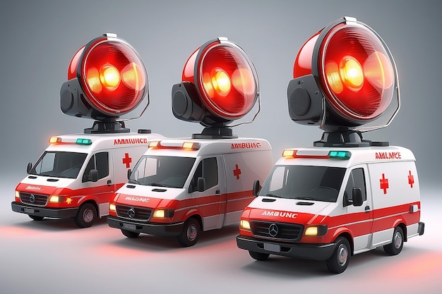 Ambulance siren lights for monitoring and warning of emergency situations 3D vector illustration