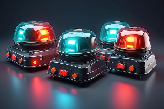 Ambulance siren lights for monitoring and warning of emergency situations 3D vector illustration