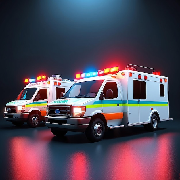 Ambulance siren lights for monitoring and warning of emergency situations 3D vector illustration