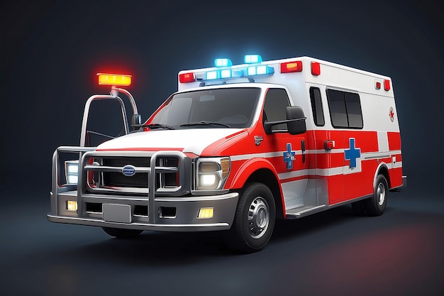 Ambulance siren lights for monitoring and warning of emergency situations 3D vector illustration