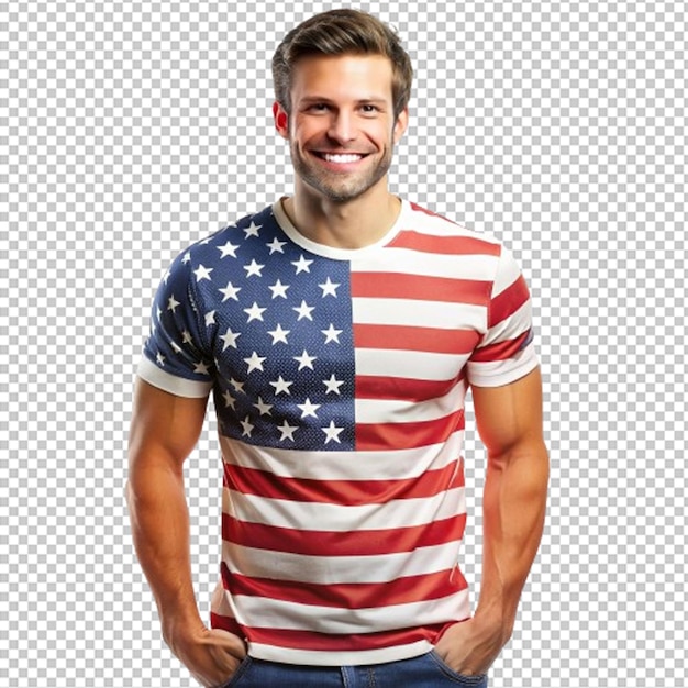 america flag t shirt wear by a handsome man