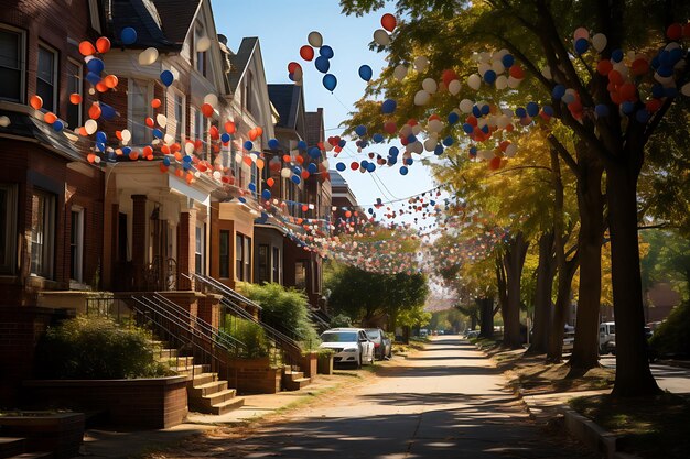 America independence day Adorned Patriotic Bunting and Flag Decorations