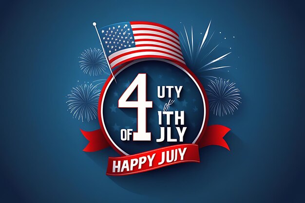 America Independence Day Happy 4th of July typographic design banner