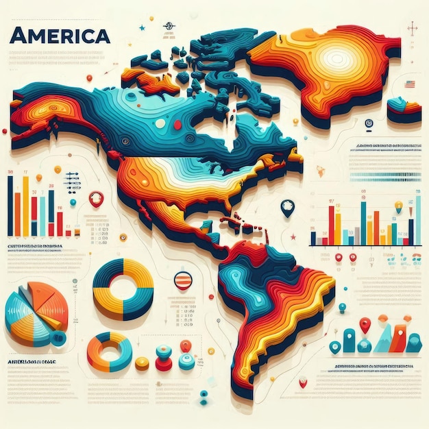 Photo america map infographic in flat design