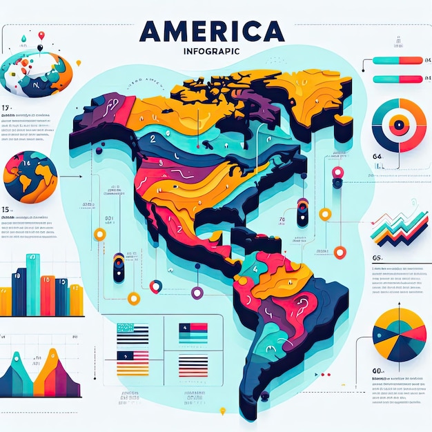 Photo america map infographic in flat design