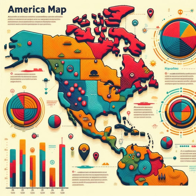 Photo america map infographic in flat design