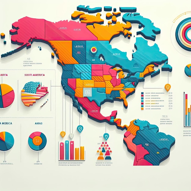 America Map Infographic in Flat Design