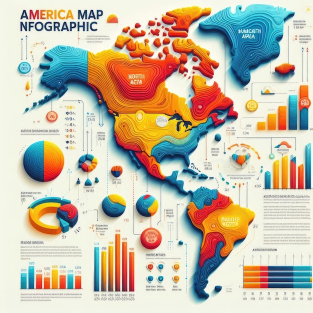 Photo america map infographic in flat design