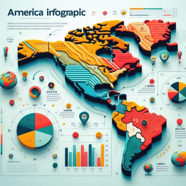 America Map Infographic in Flat Design