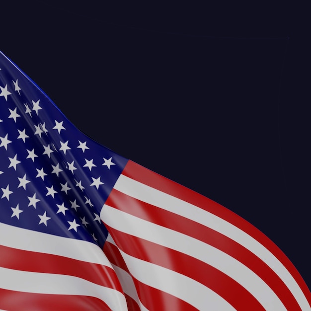 America usa flag wrinkled on dark background 3d render