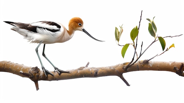 American Avocet bird isolated on white background