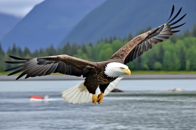 American bald eagle in flight Bald Eagle Haliaeetus leucocephalus in flight AI generative