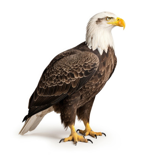 American bald eagle standing and looking to the right