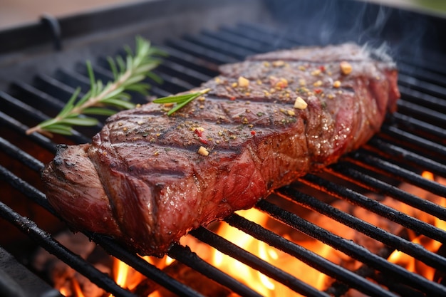 American beef steak on the charcoal bbq grill