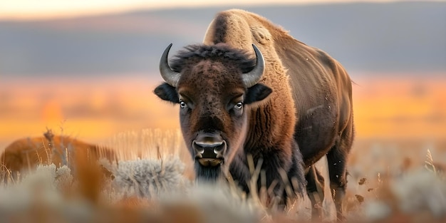 American bison grazing in a national park Concept Wildlife Photography National Parks American Bison Nature Conservation