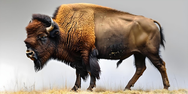 Photo american bison the largest land animals in north america isolated on white concept american bison large herbivores north american wildlife isolated on white majestic mammals