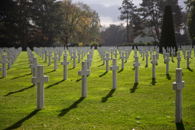 American cemetery in normandy with the dead of dday