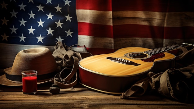 American culture blues music and country music concept