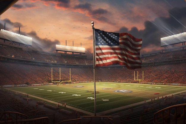 Photo american flag background with football stadium 4th of july independence day flag background